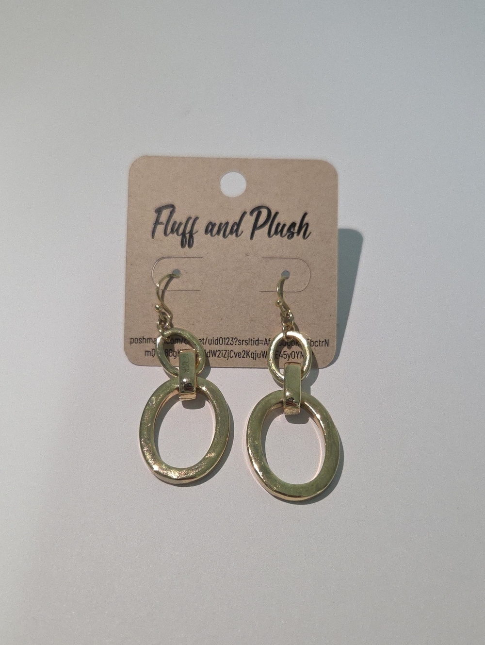 Gold Oval Drop Earrings